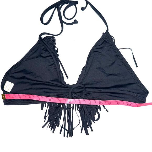 L*Space Audrey Black Fringe Halter Bikini Top - Picture 13 of 14